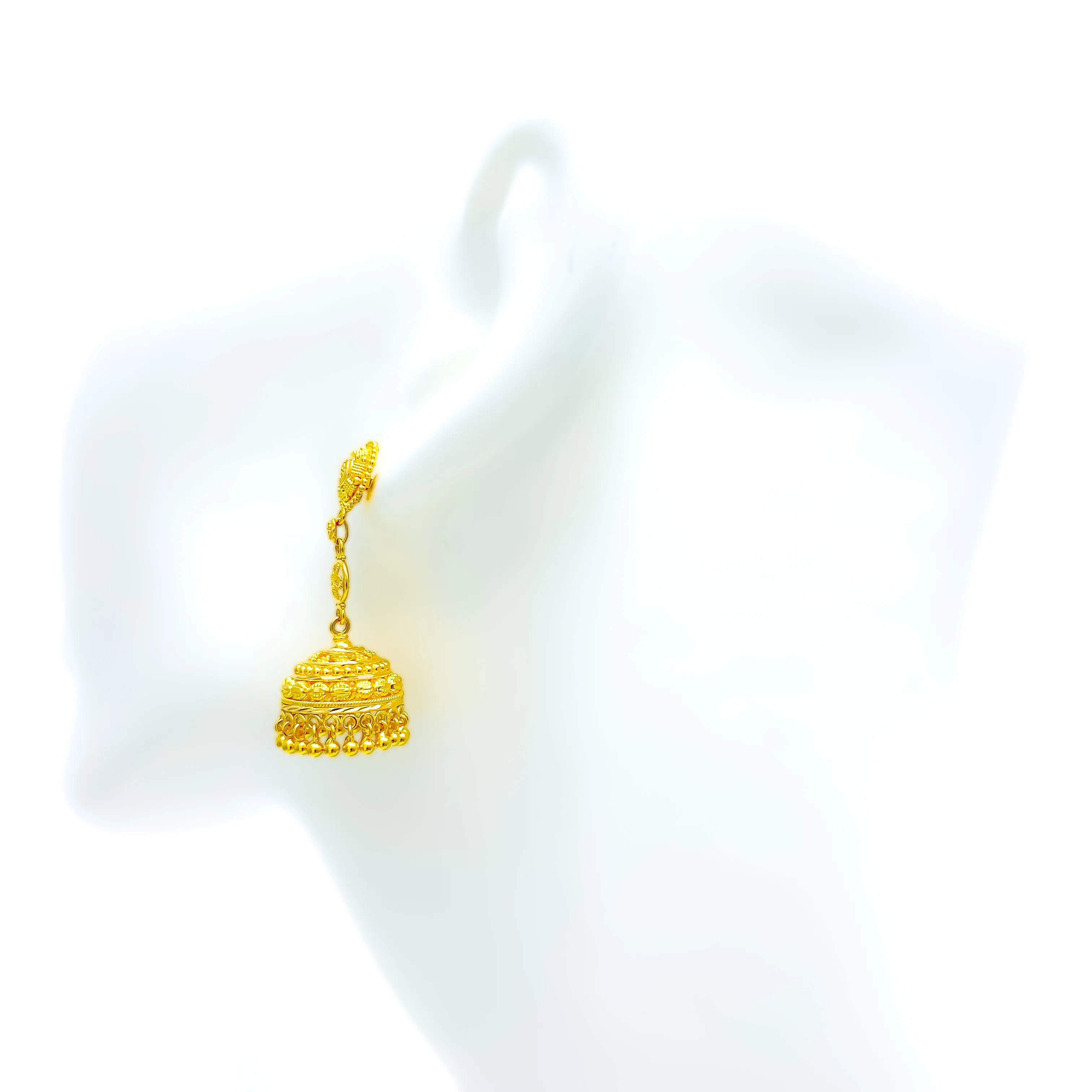Classic Radiant 22k Gold Floral Jhumki Earrings