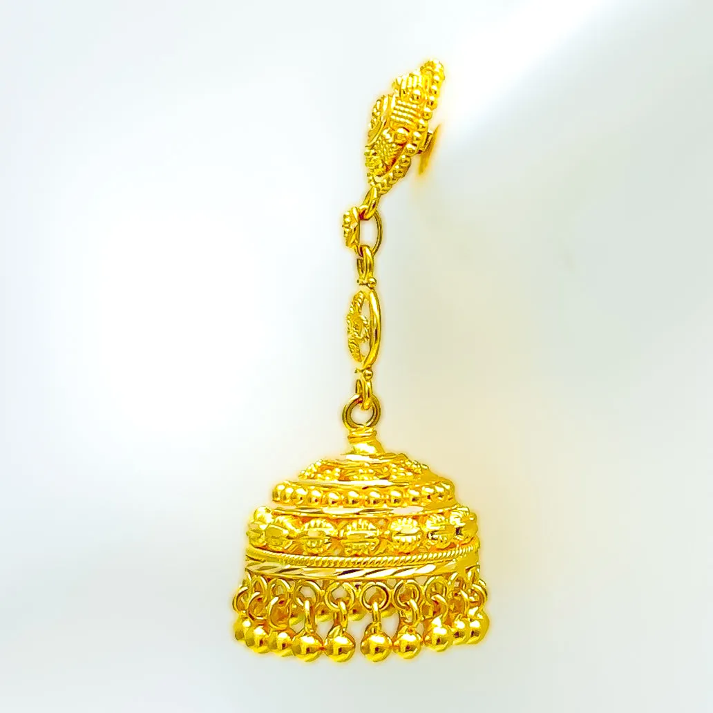Classic Radiant 22k Gold Floral Jhumki Earrings
