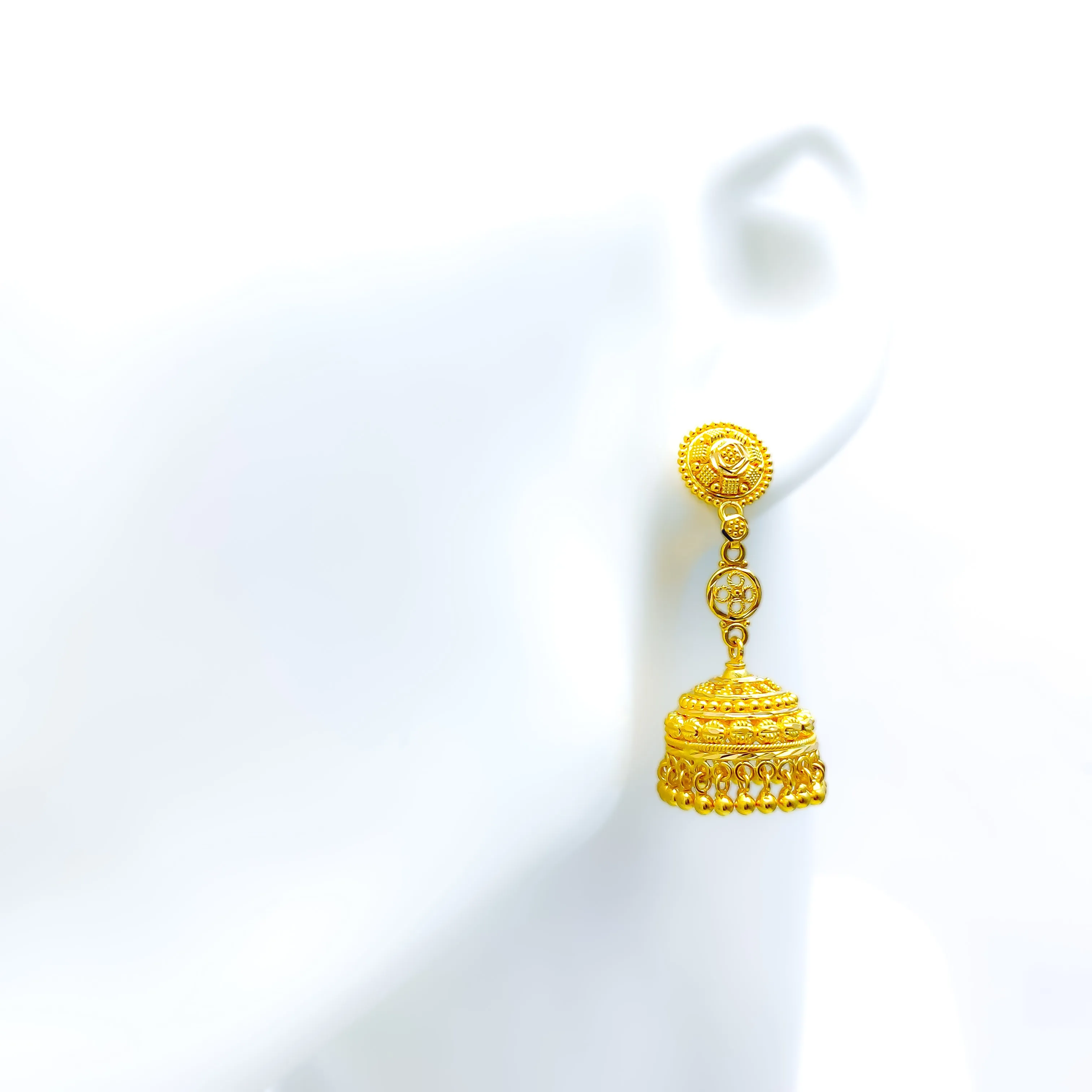 Classic Radiant 22k Gold Floral Jhumki Earrings