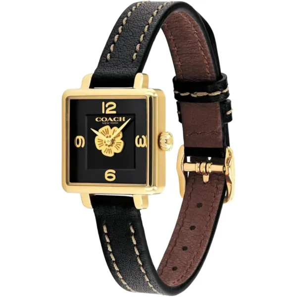 Coach Cass Black Leather Strap Black Dial Quartz Watch for Ladies - 14503695