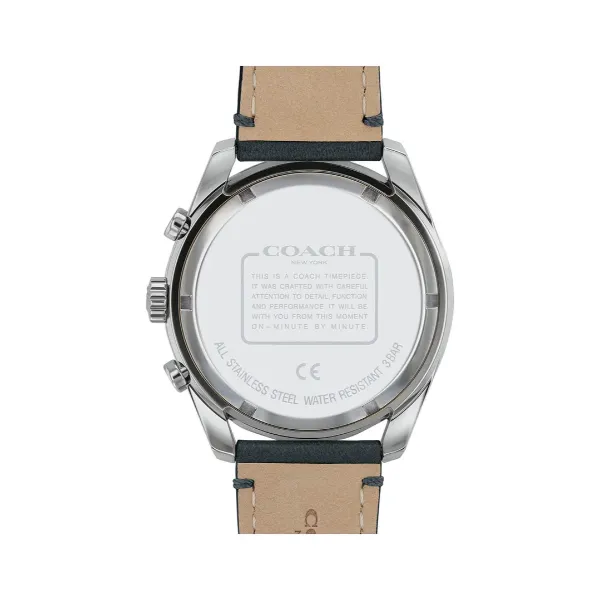 Coach Preston Black Leather Strap Green Dial Chronograph Quartz Watch for Gents - 14602512