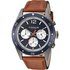 Coach Sullivan Brown Leather Strap Blue Dial Chronograph Quartz Watch for Gents - 14602134