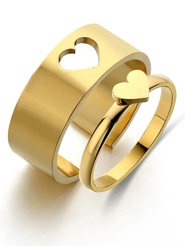Combo of 2 Gold Plated Heart and Butterfly Couple Ring