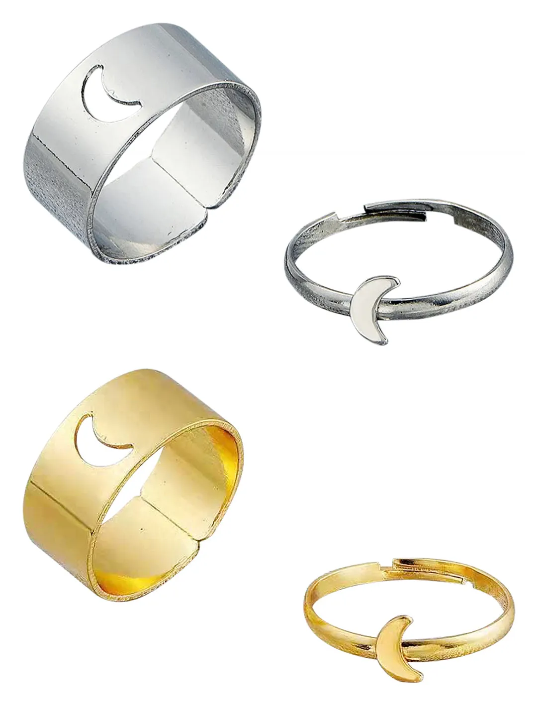Combo Of 2 Half Moon Matching Wrap Finger Couple Ring