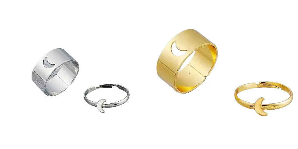 Combo Of 2 Half Moon Matching Wrap Finger Couple Ring