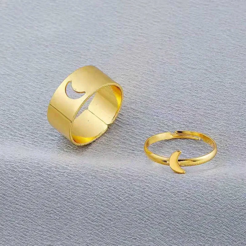 Combo Of 2 Half Moon Matching Wrap Finger Couple Ring