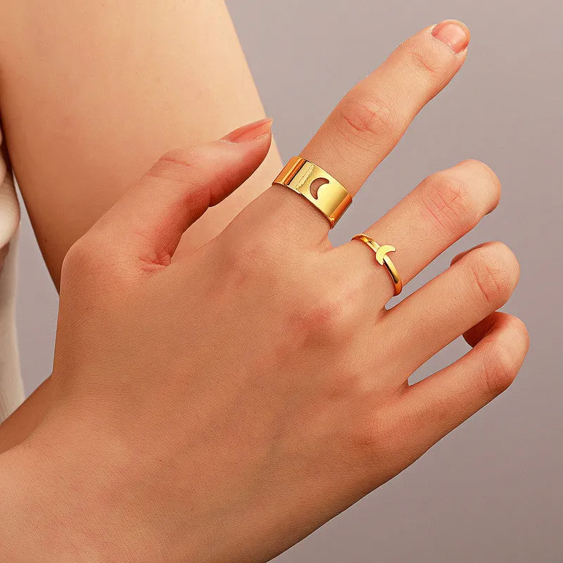 Combo Of 2 Half Moon Matching Wrap Finger Couple Ring