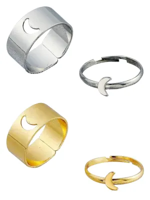 Combo Of 2 Half Moon Matching Wrap Finger Couple Ring