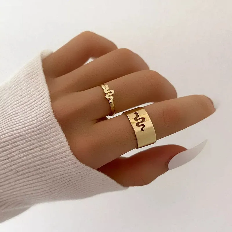 Combo Of 2 Heart Beat Matching Couple Ring