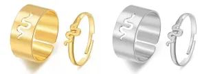 Combo Of 2 Heart Beat Matching Couple Ring