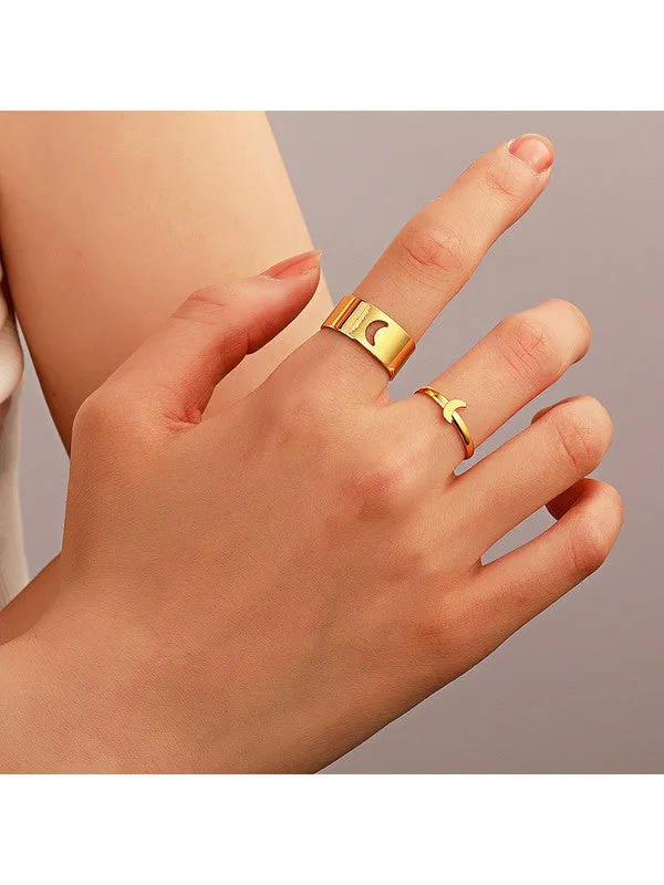 Combo of 5 Gold Plated Multi Type Couple Ring Set