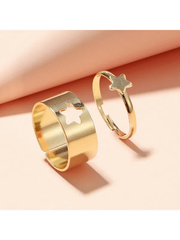 Combo of 5 Gold Plated Multi Type Couple Ring Set