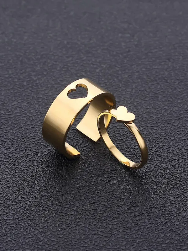 Combo of 5 Gold Plated Multi Type Couple Ring Set