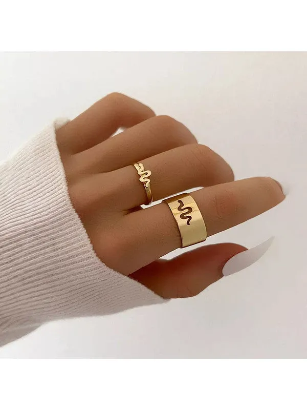 Combo of 5 Gold Plated Multi Type Couple Ring Set