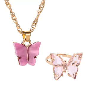 Combo of Mariposa Necklace with Crystal Butterfly Ring