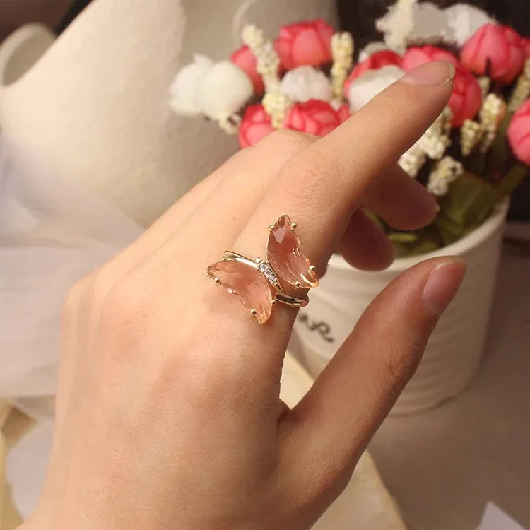 Combo Of Mariposa Necklace with Crystal Butterfly Ring