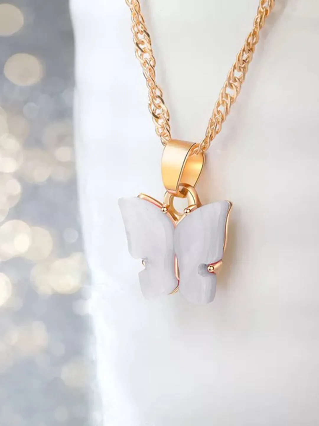 Combo Of Mariposa Necklace with Crystal Butterfly Ring