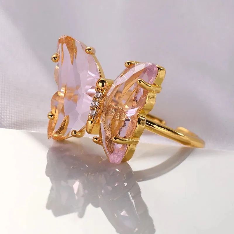 Combo Of Mariposa Necklace with Crystal Butterfly Ring