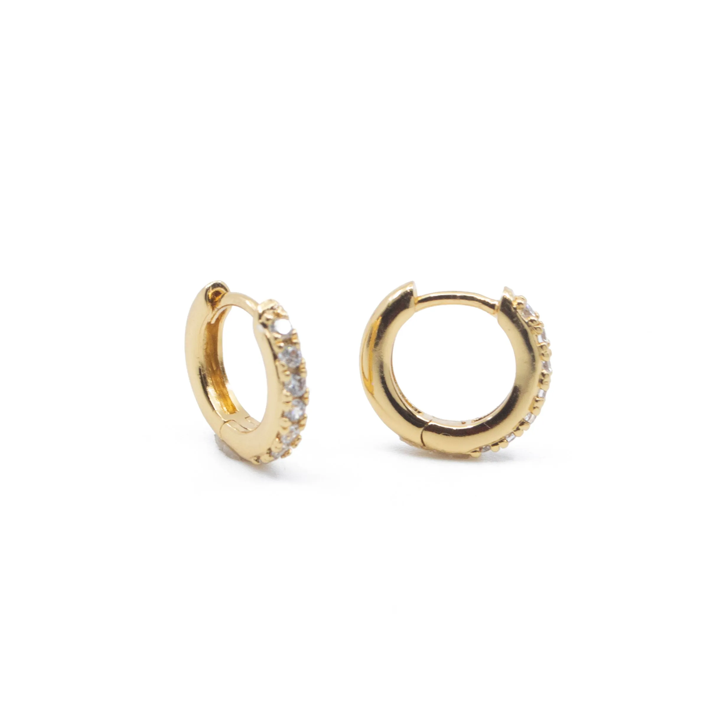 CZ Diamond Huggie Hoops Earrings in Gold