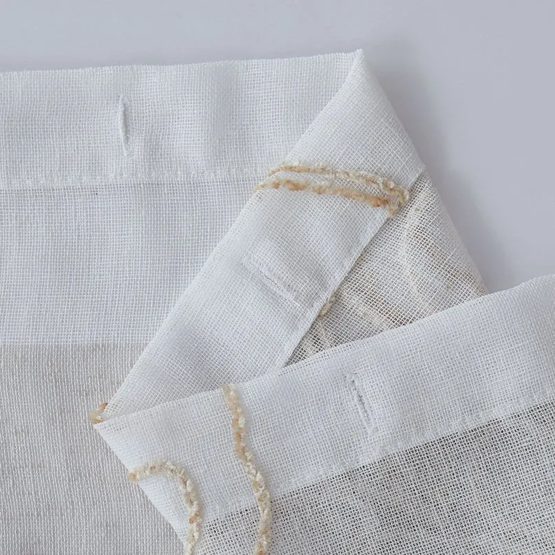 Dainty Home SIlvia 3D Gradient Ombre Linen Look Fabric Textured Floral 3D Chenille Designed Fabric Shower Curtain
