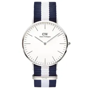 Daniel Wellington Classic Glasgow Two-tone Nylon Strap White Dial Watch for Gents - DW00100018