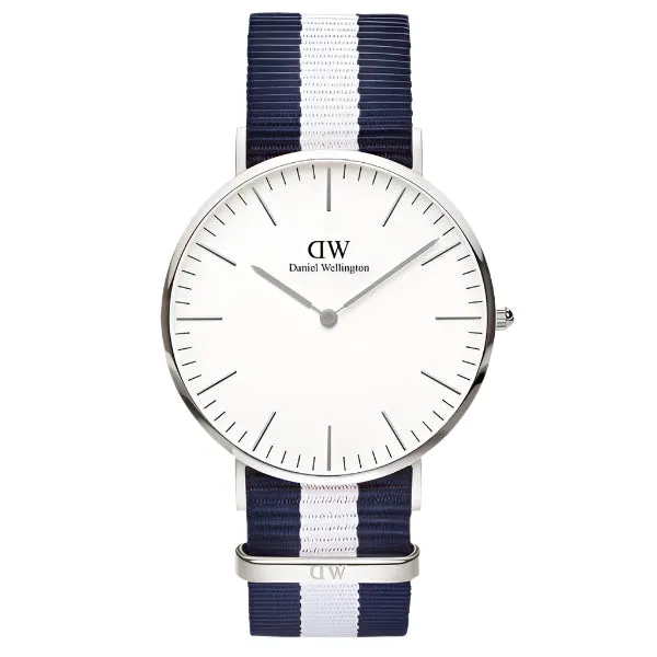 Daniel Wellington Classic Glasgow Two-tone Nylon Strap White Dial Watch for Gents - DW00100018