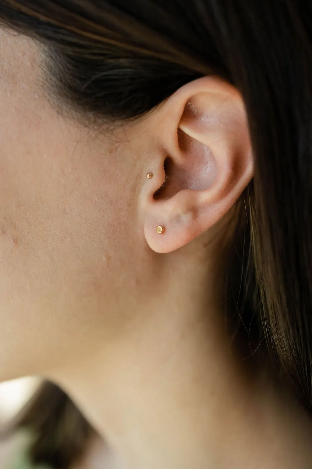Dara Pink Baguette Stud Earrings in Gold