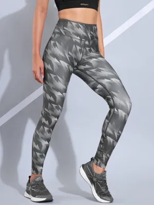 Dark Grey All Over Print Absolute Fit Tights with Back Pocket