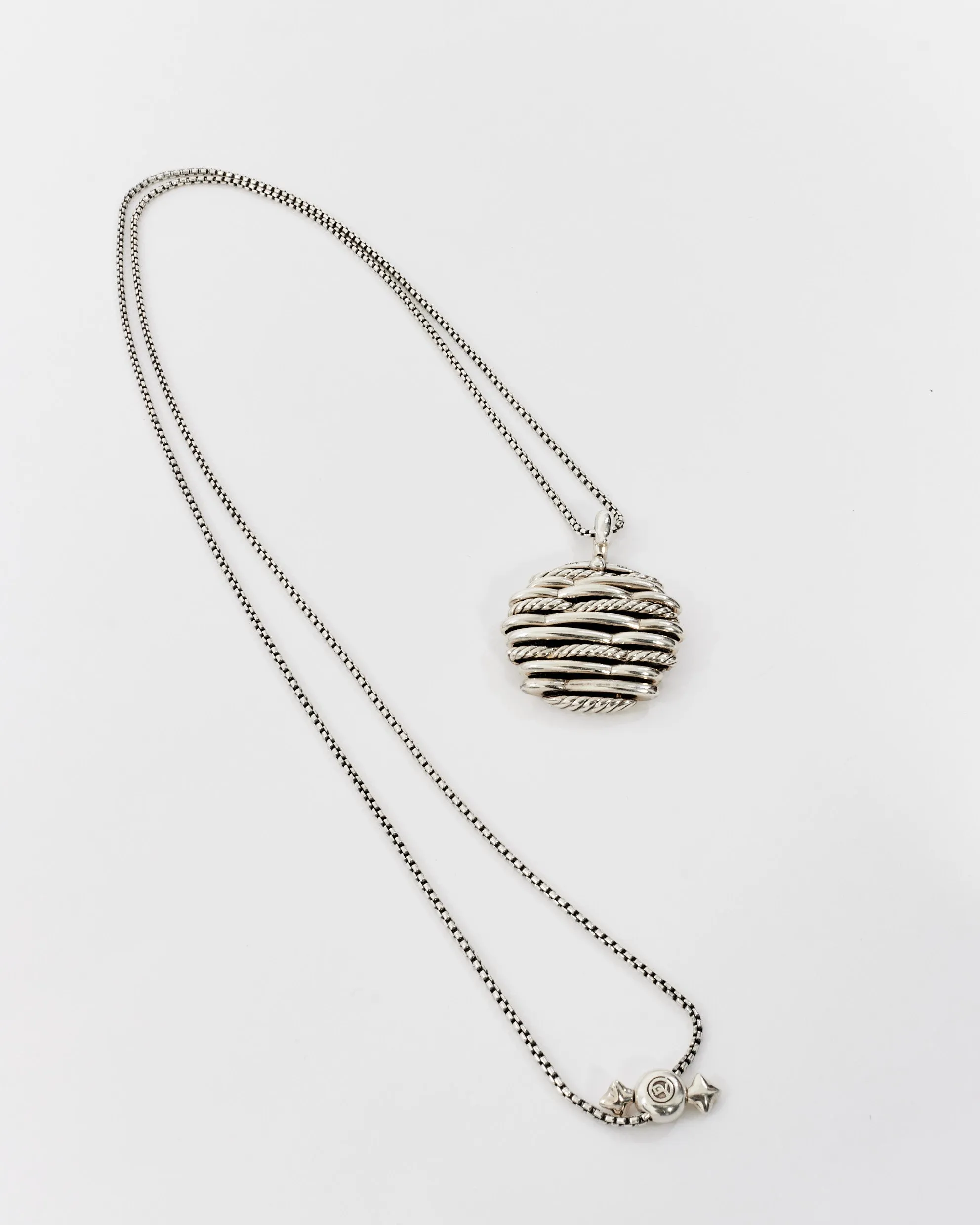 David Yurman Sterling Silver & Diamonds Tides Pendant Adjustable Necklace