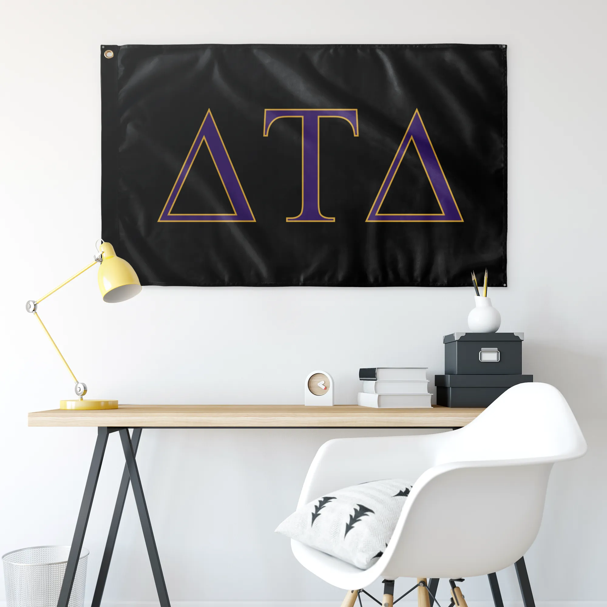 Delta Tau Delta Fraternity Flag - Black, Explorer Purple & Explorer Gold