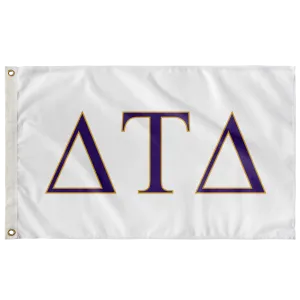 Delta Tau Delta Fraternity Flag - White, Explorer Purple & Explorer Gold