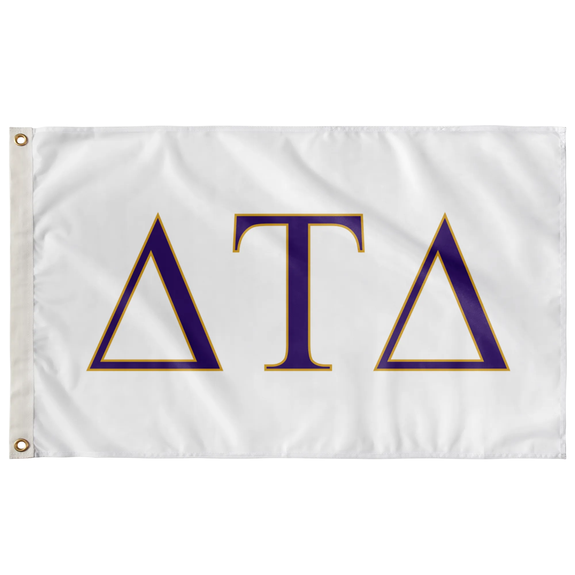 Delta Tau Delta Fraternity Flag - White, Explorer Purple & Explorer Gold