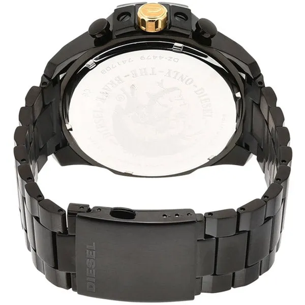 Diesel Mega Chief Black Stainless Steel Grey Dial Chronograph Quartz Watch for Gents - DZ4479