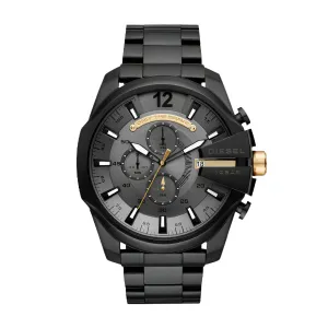 Diesel Mega Chief Black Stainless Steel Grey Dial Chronograph Quartz Watch for Gents - DZ4479