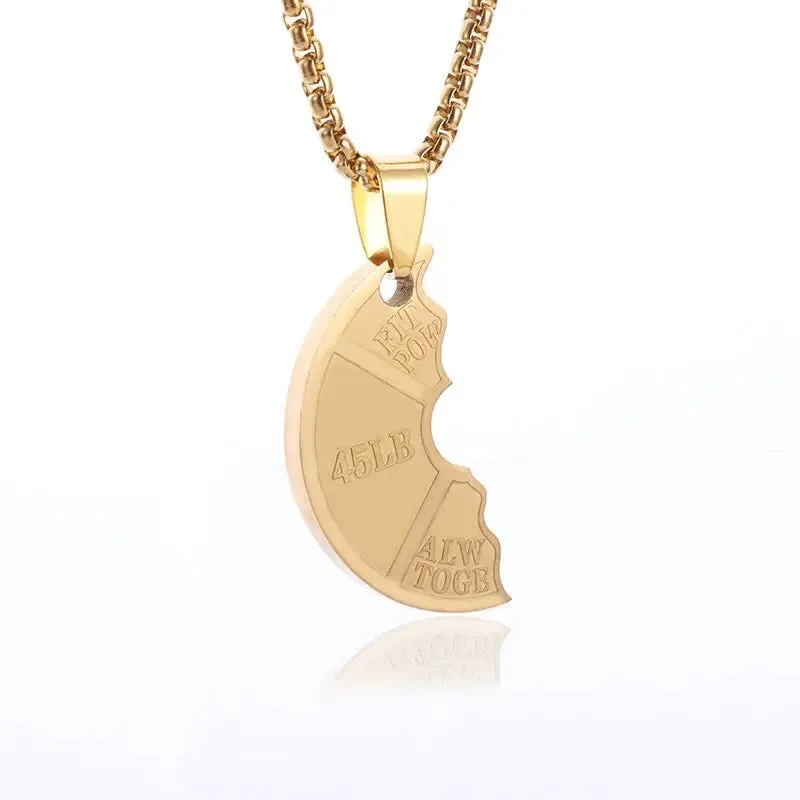 Disc Dumbbell Pendant Barbell Necklace