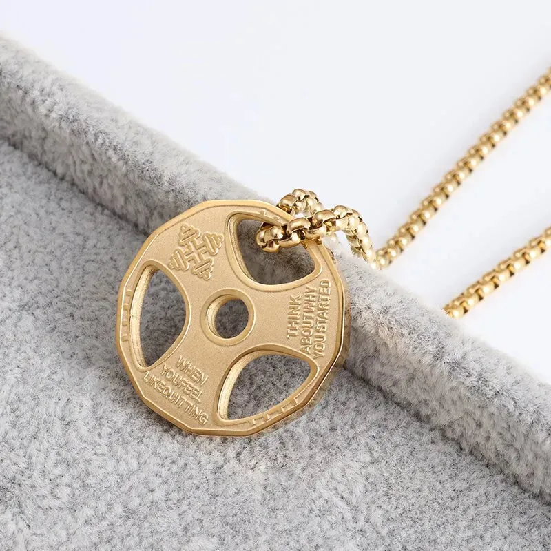 Disc Dumbbell Pendant Barbell Necklace