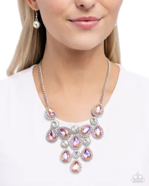 Dripping in Dazzle - Orange - UV Teardrop Gem Paparazzi Short Necklace