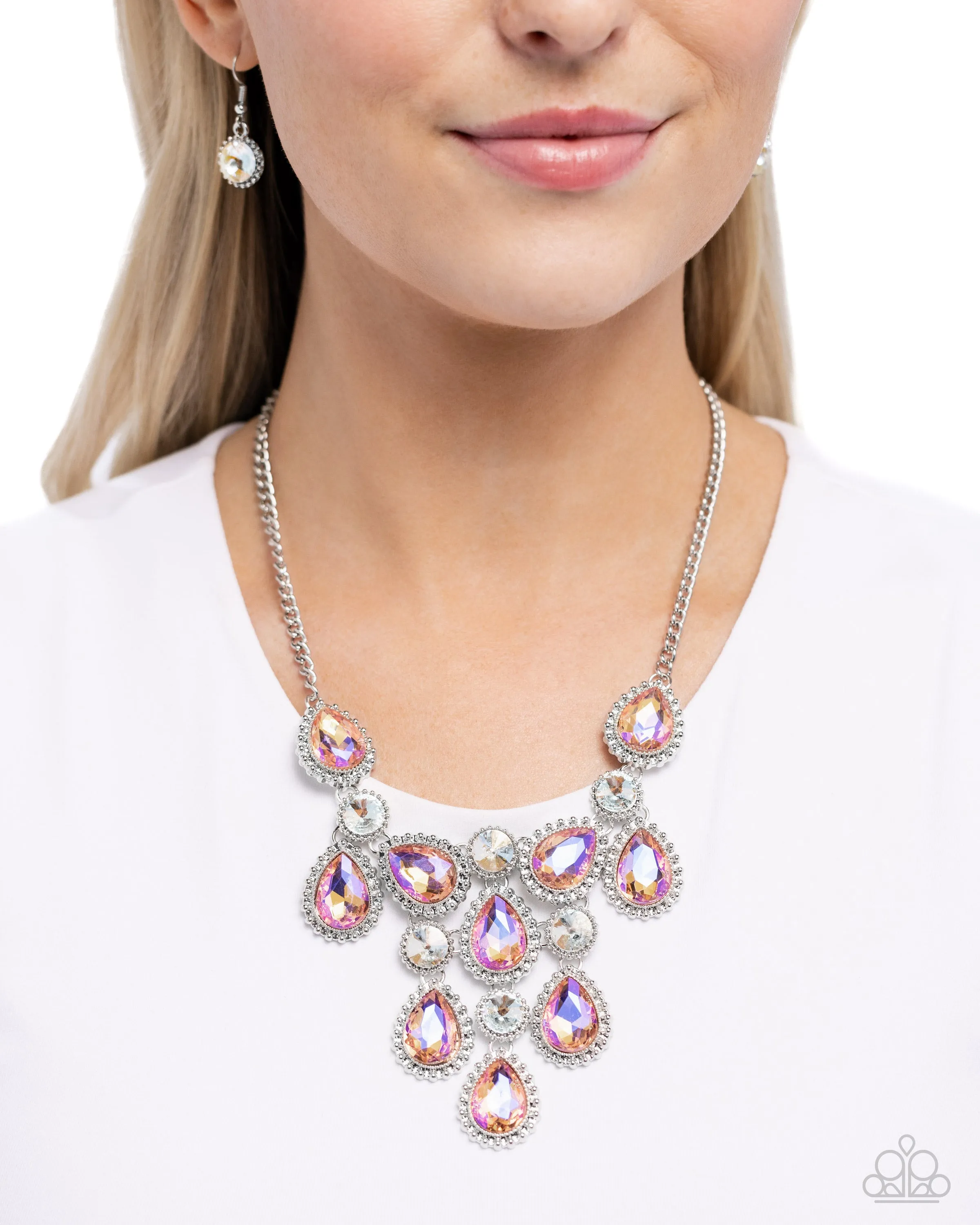 Dripping in Dazzle - Orange - UV Teardrop Gem Paparazzi Short Necklace