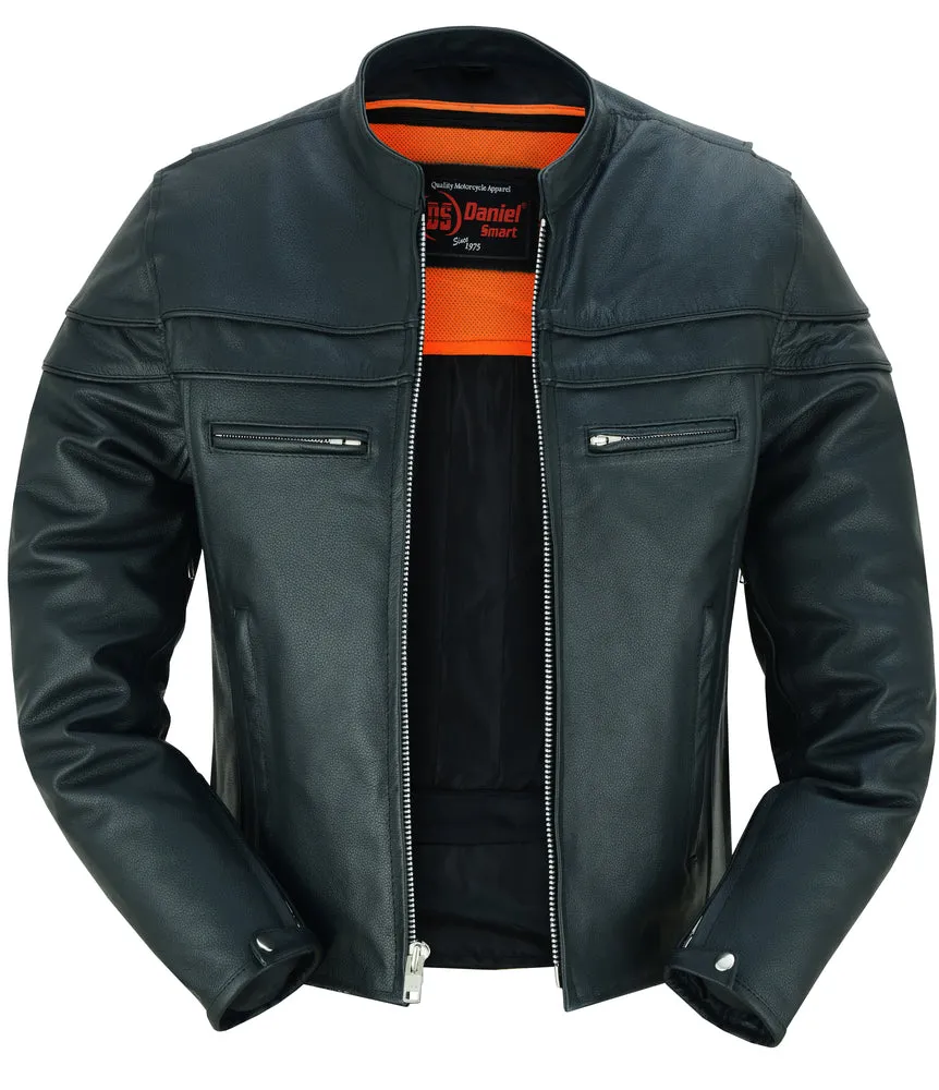 DS Full Hand Black Leather Motorcycle Jacket