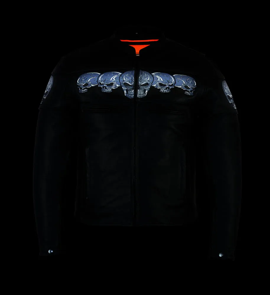 DS Men’s Black Reflective Skulls Scooter Jacket