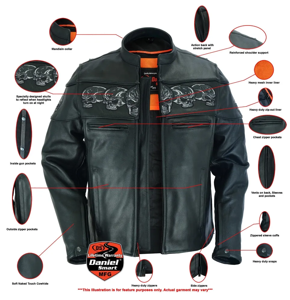 DS Men’s Black Reflective Skulls Scooter Jacket
