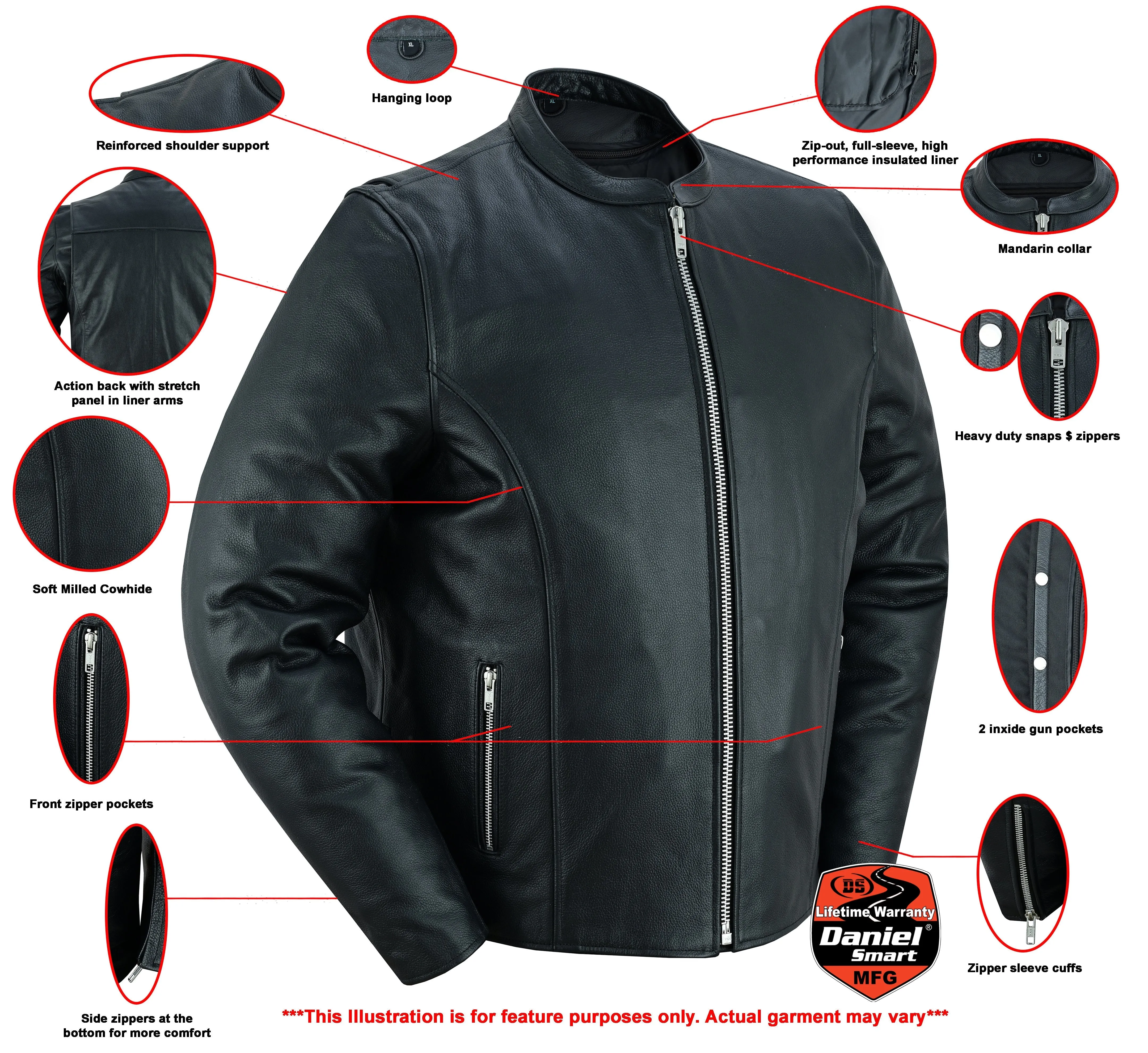 DS Men’s Classic Black Scooter Leather Jacket