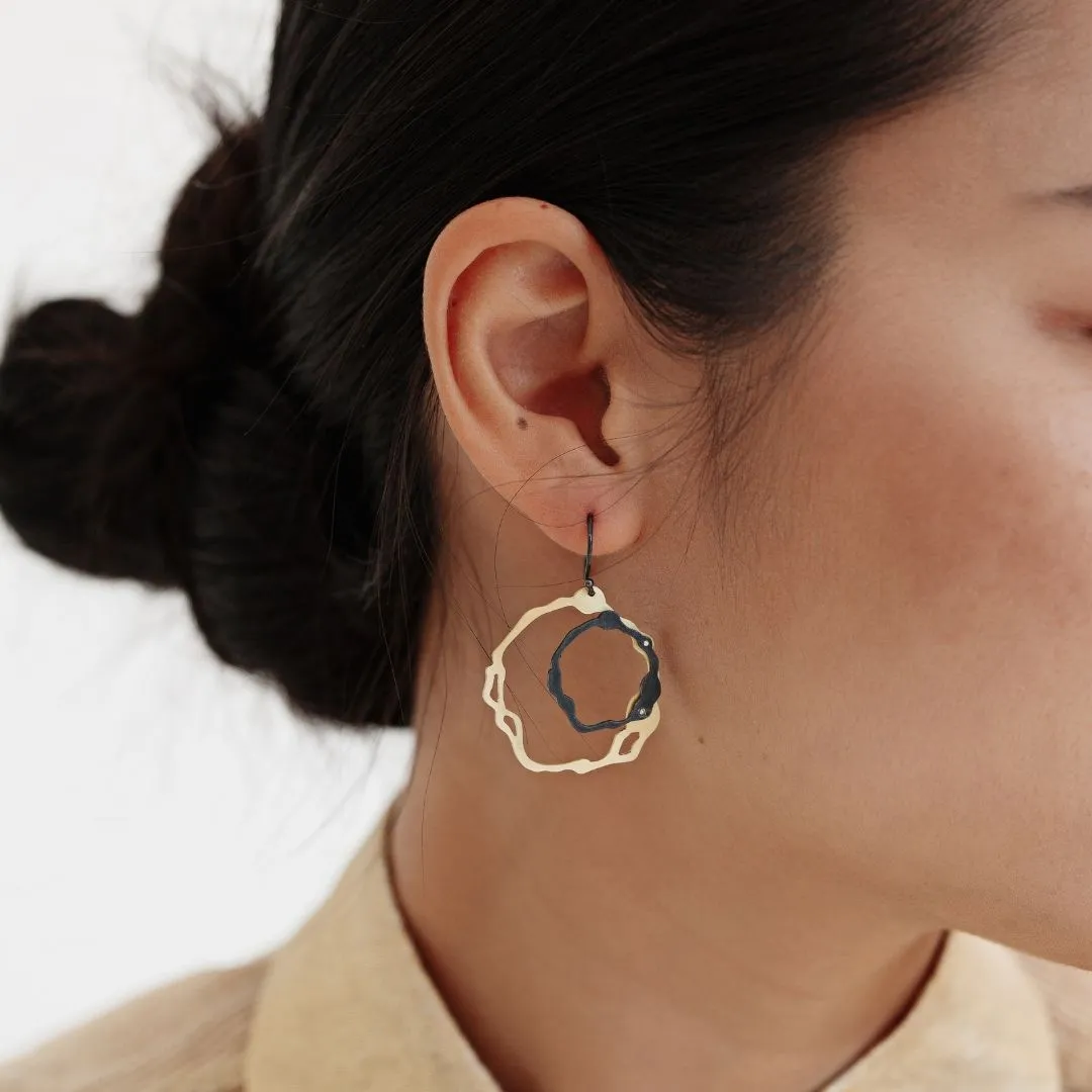 Dual Toned Double Komu Earrings