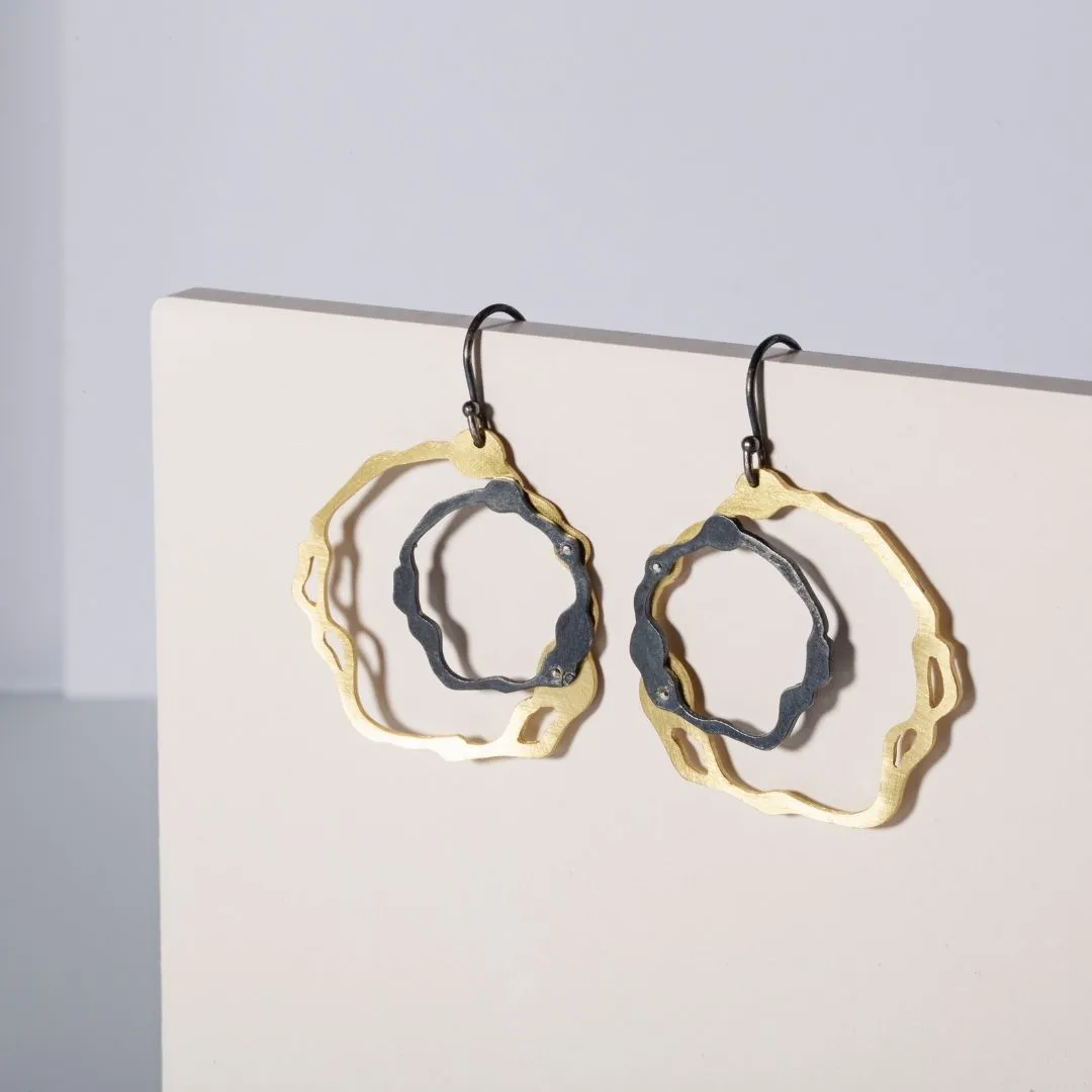 Dual Toned Double Komu Earrings