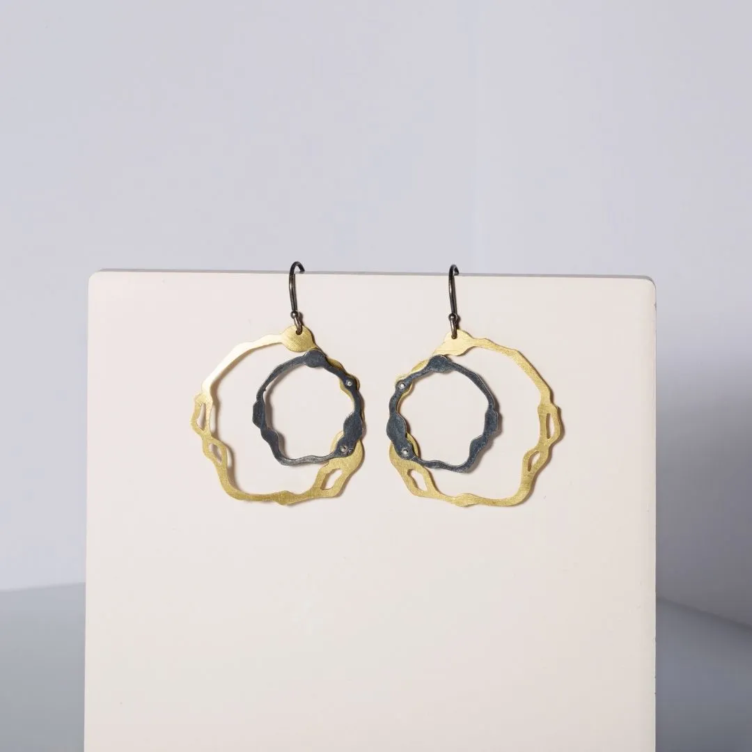 Dual Toned Double Komu Earrings
