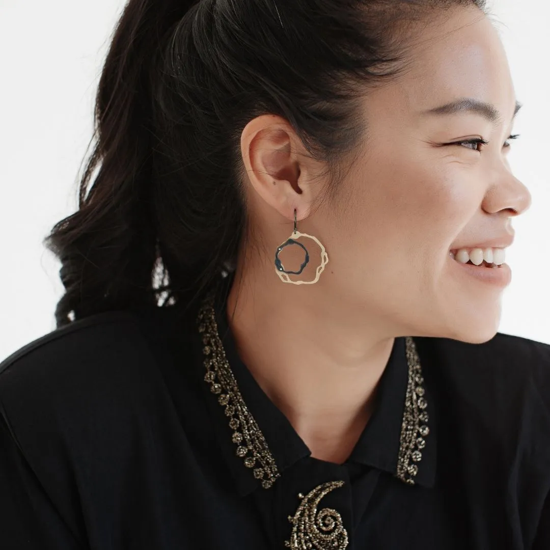 Dual Toned Double Komu Earrings
