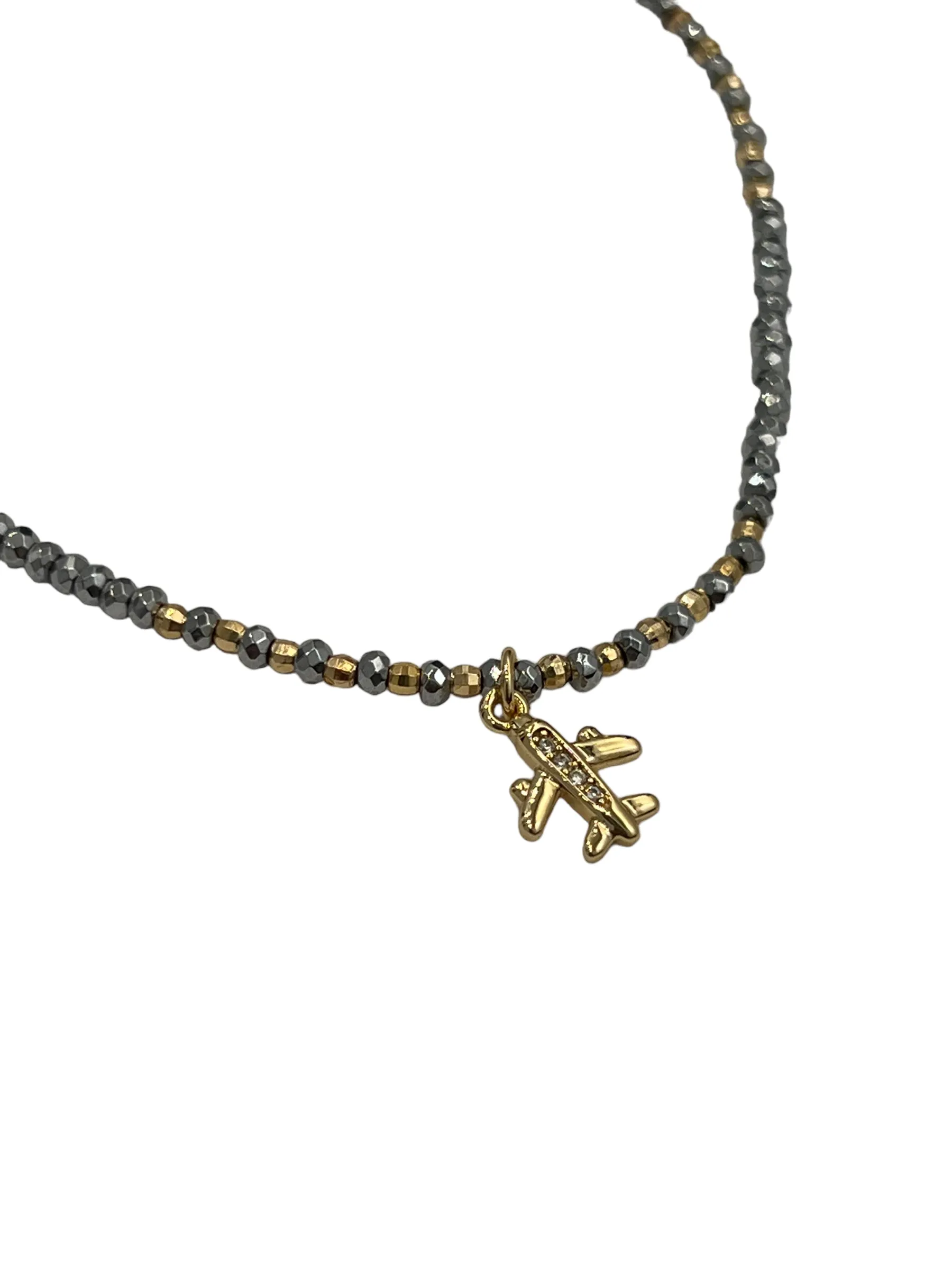 E-HC DESIGNS- Hematita Metallic Adjustable Chokers with Pendants