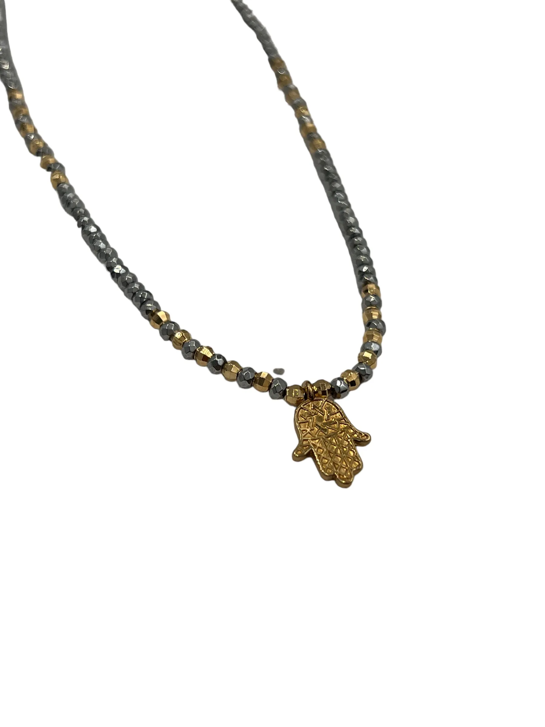 E-HC DESIGNS- Hematita Metallic Adjustable Chokers with Pendants