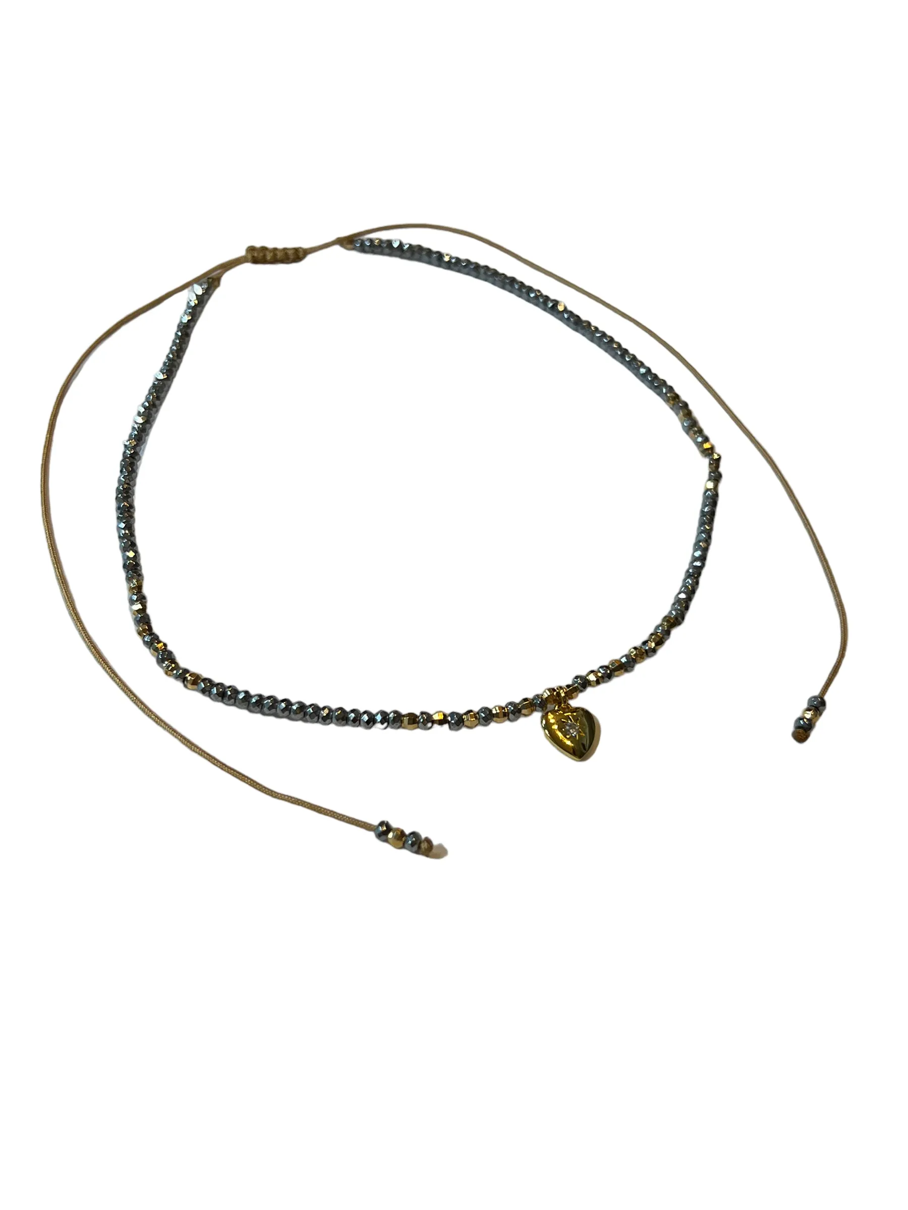 E-HC DESIGNS- Hematita Metallic Adjustable Chokers with Pendants