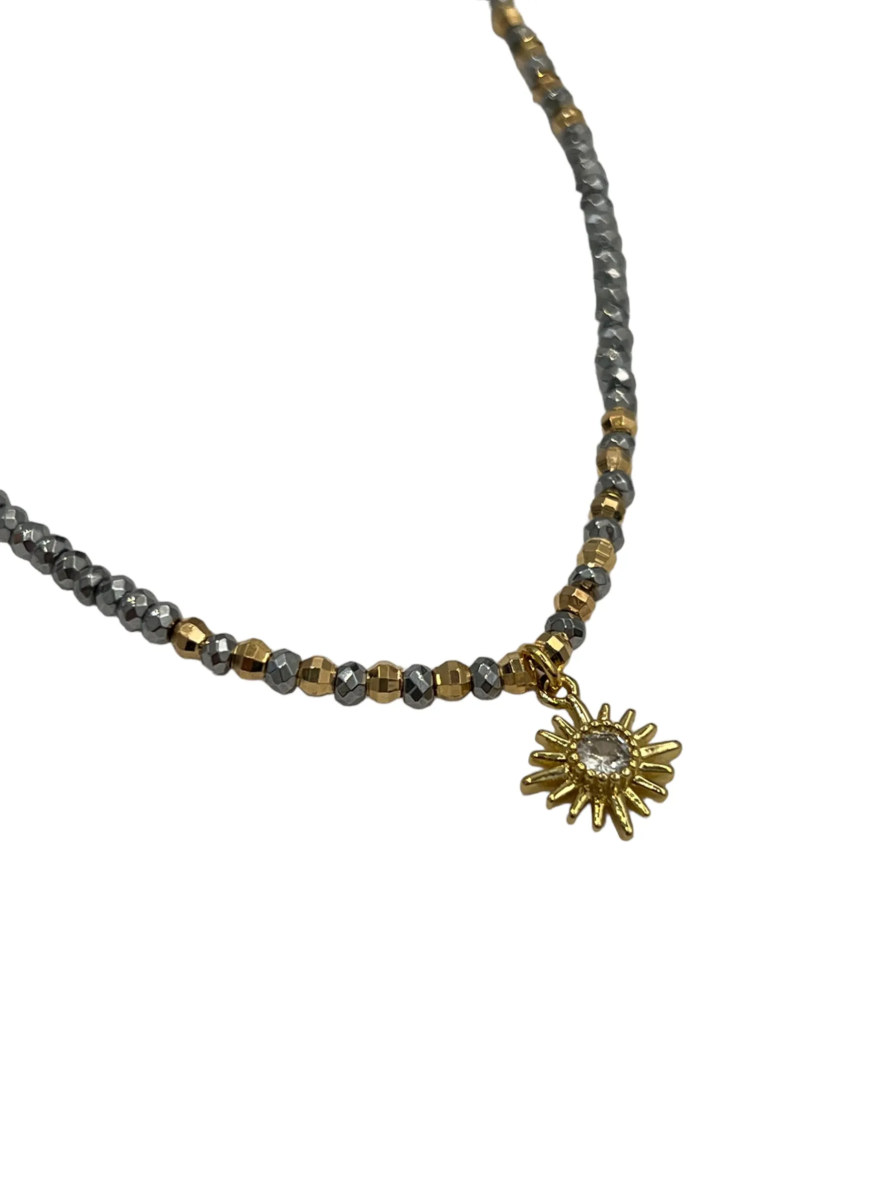 E-HC DESIGNS- Hematita Metallic Adjustable Chokers with Pendants